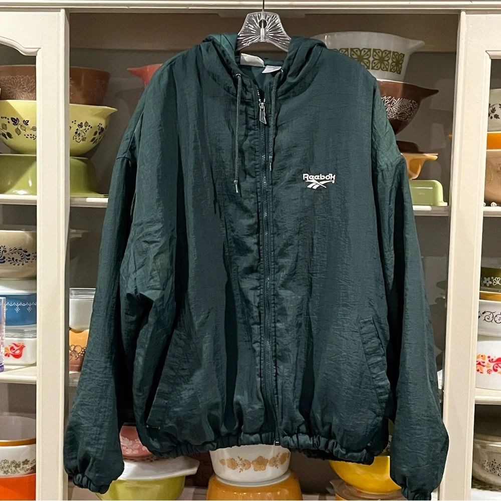 Vintage Reebok Emerald Green Embroidered Windbreaker - Size XL